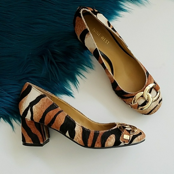 Nine West Cow Leather Tiger Pumps Size 6 - Picture 3 of 7